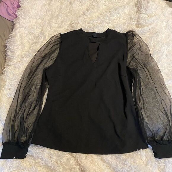 SHEIN Tops - *NWOT* Shein Black with Sheer Sleeves XL Blouse